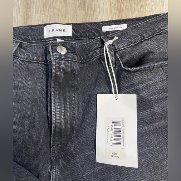 $238 Frame Women's Black Destroyed Mid Rise Straight Denim Jeans Pants Size 31 - Picture 5 of 6